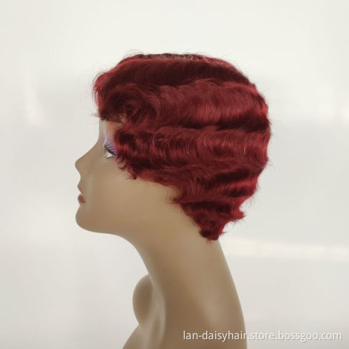 Pixie Cut Machine Made Wigs Short Human Hair Wigs for Black Women Short  Black Ladies Wigs